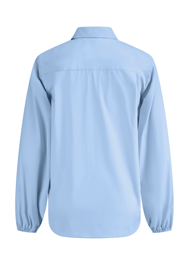 Bluse, Langarm, Hemd, Hellblau, Halsausschnitt?