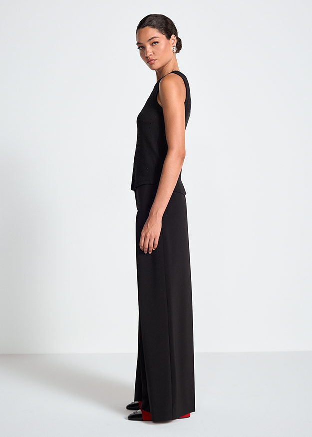 Damen-Set, Ärmelloses Top, weite Hose, schwarz
