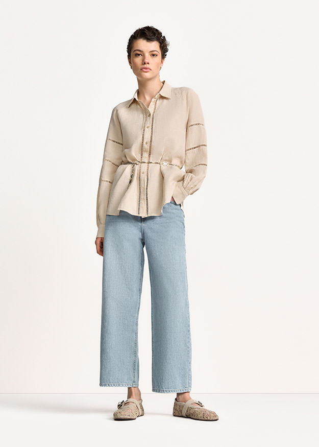 Hosen, Bluse, Langarm, Mantel, Person