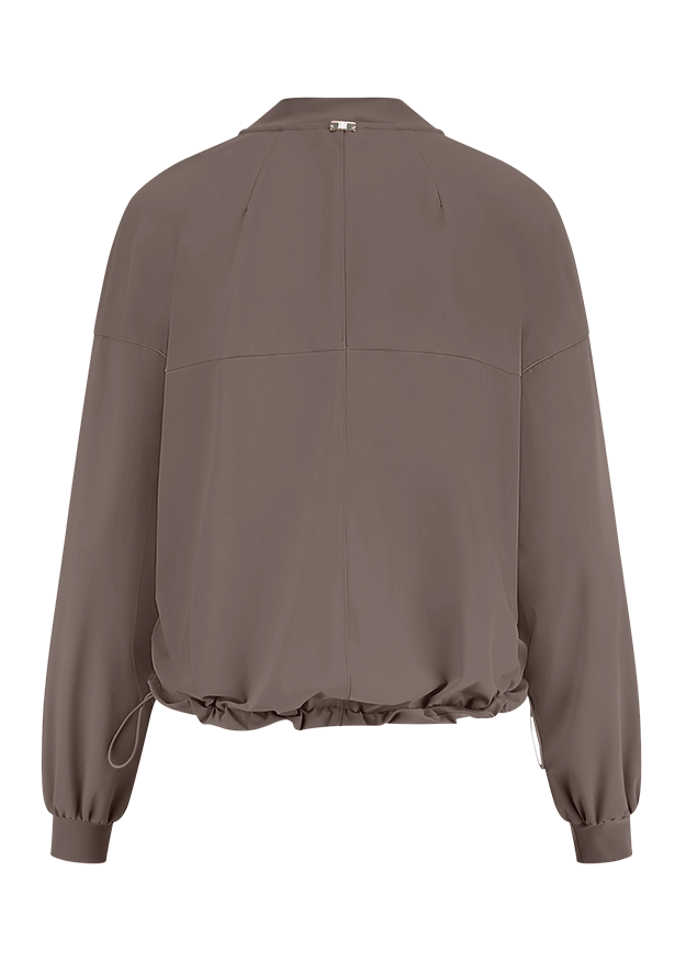 Blouse, Oversized, Long sleeve, Waist drawstring, Zipper detail