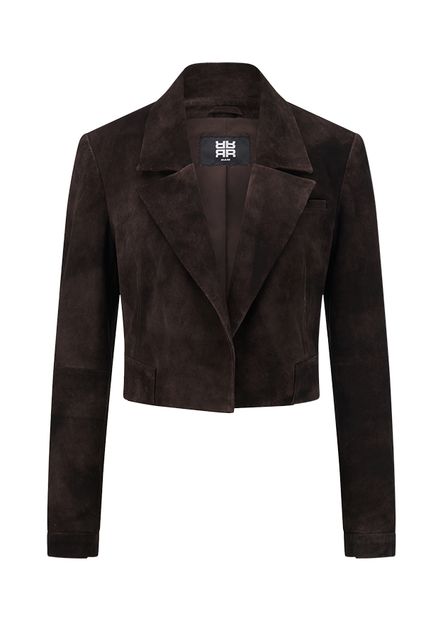 jacke, lederoptik, dunkelbraun, reverskragen, kurze jacke