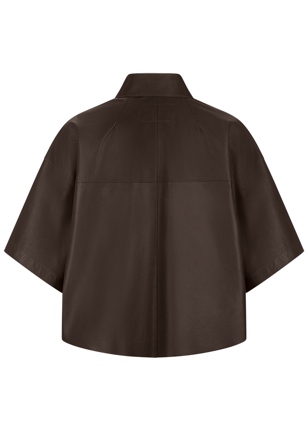 Damenjacke, Kurzarm, Braun, Lederlook, Überwurf