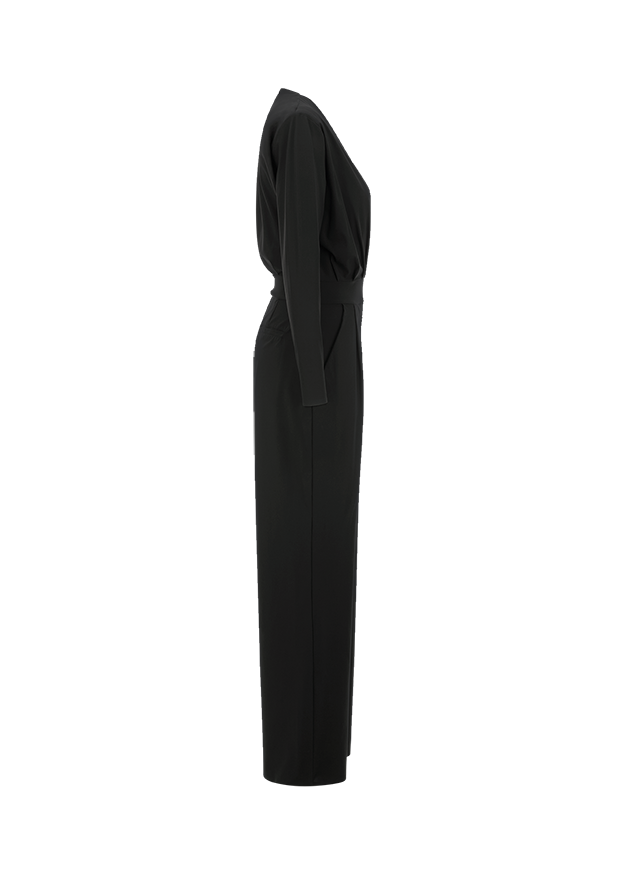 Overall length: long, schwarz, Kleid, Overall, Gürtel