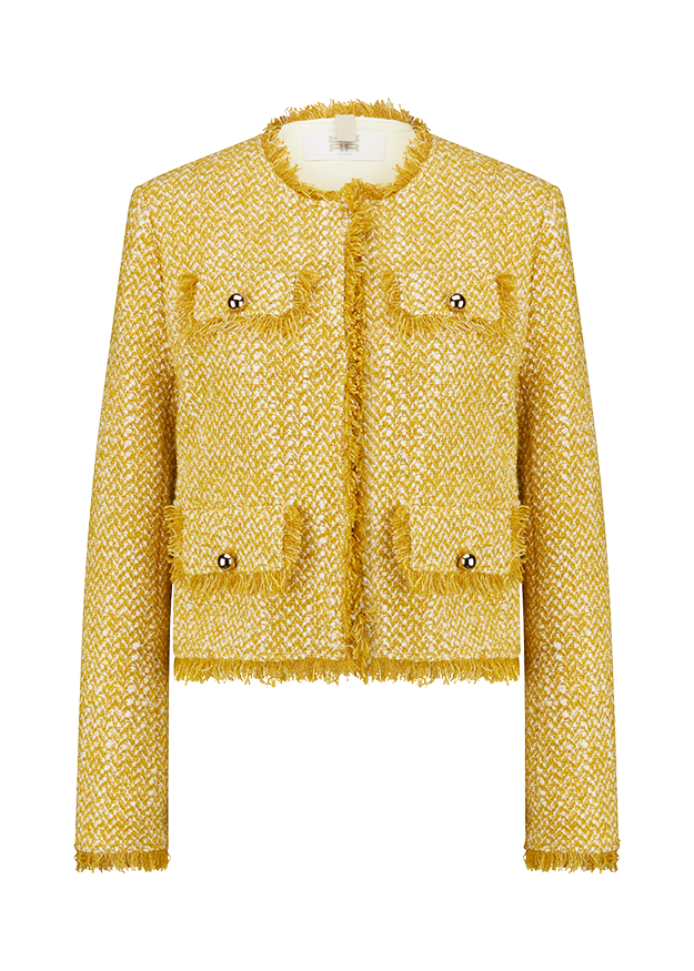 Korsage?, Tweed, Jacke, Fransen, Knopfleck