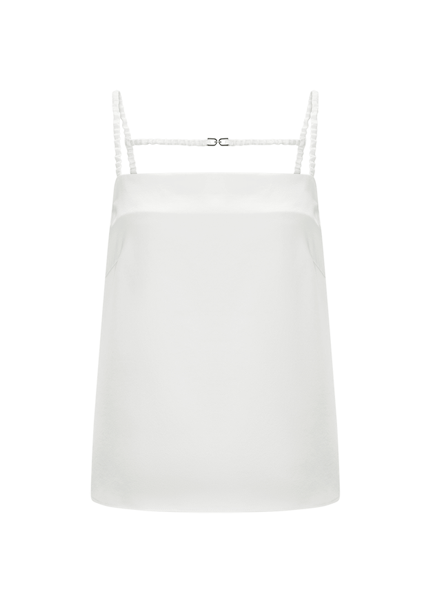 Spaghettiträger, Satin, Tanktop, Weiß, Kleidungsschicht