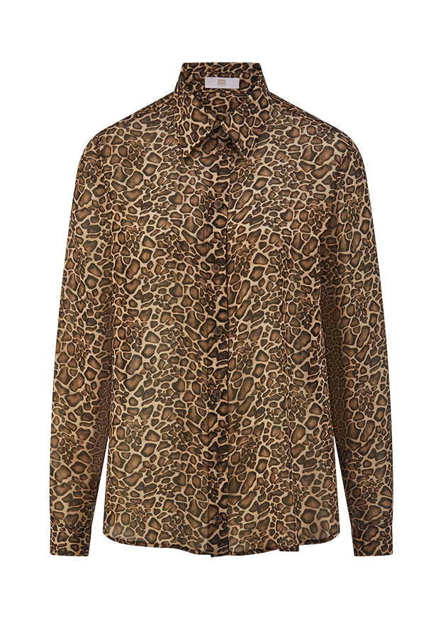 Hemd, Leopardenmuster, Langarm, Knopfleiste, Baumwolle