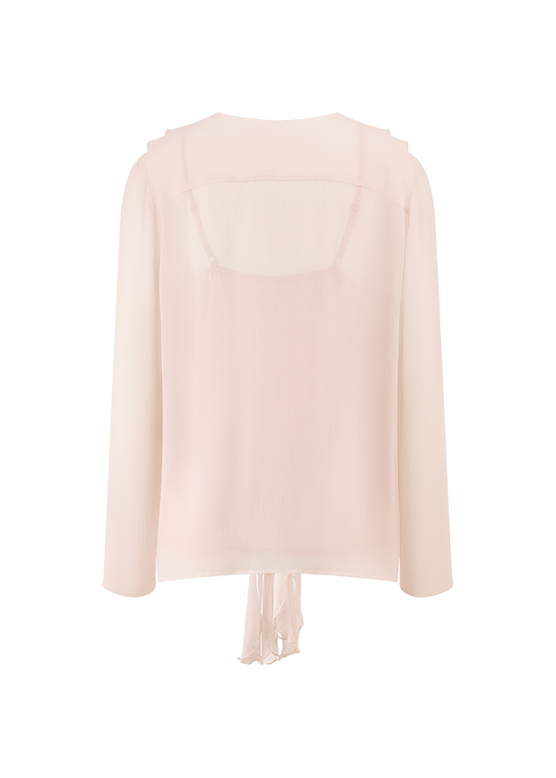bluse, haut, langarm, creme, rückendetail