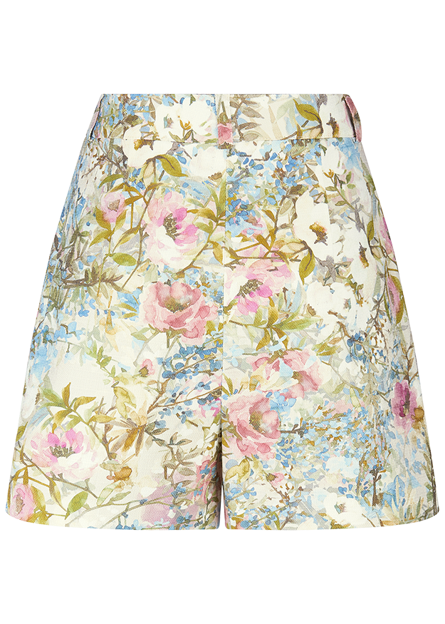 hort short, florale Shorts, Blumenmuster, Sommershorts, Leinenmischung