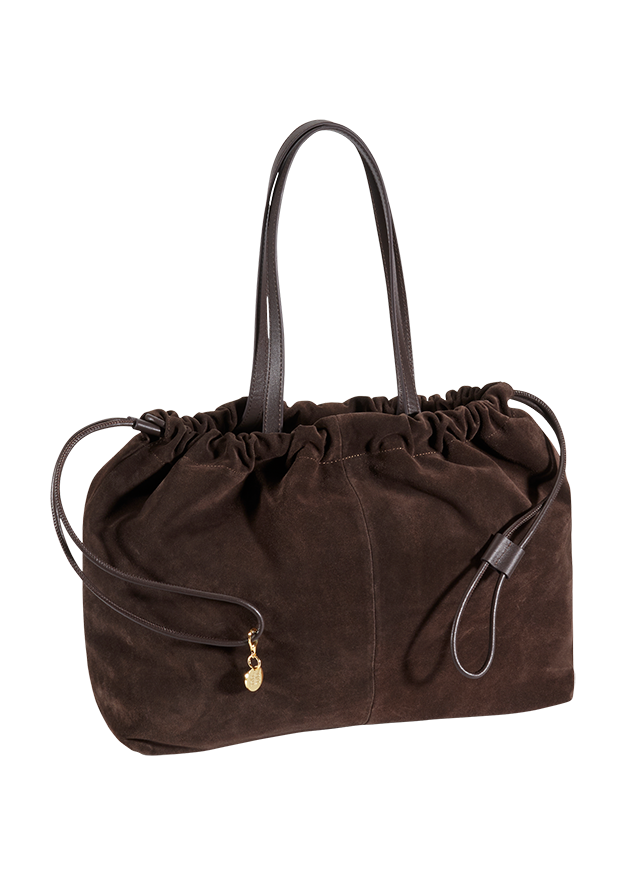 Tasche, Handtasche, braun, Samt, drawstring