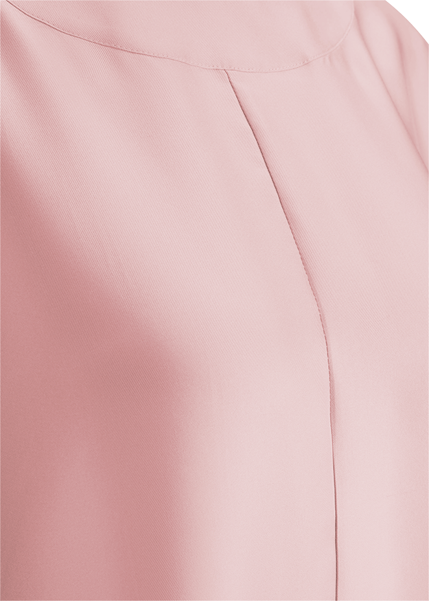 Rosa Blusenstoff, Rundhalsausschnitt, Weiche Struktur, Glatter Stoff, Nähnaht