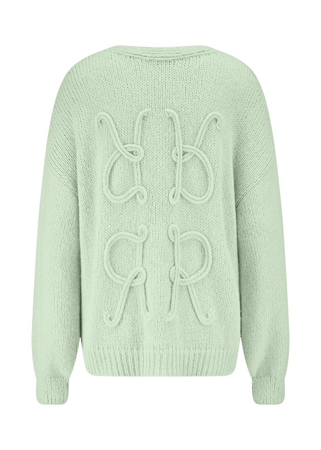 Strickpullover, Oversize, Kabelstrick, Lace-Up Muster, Mintgrün