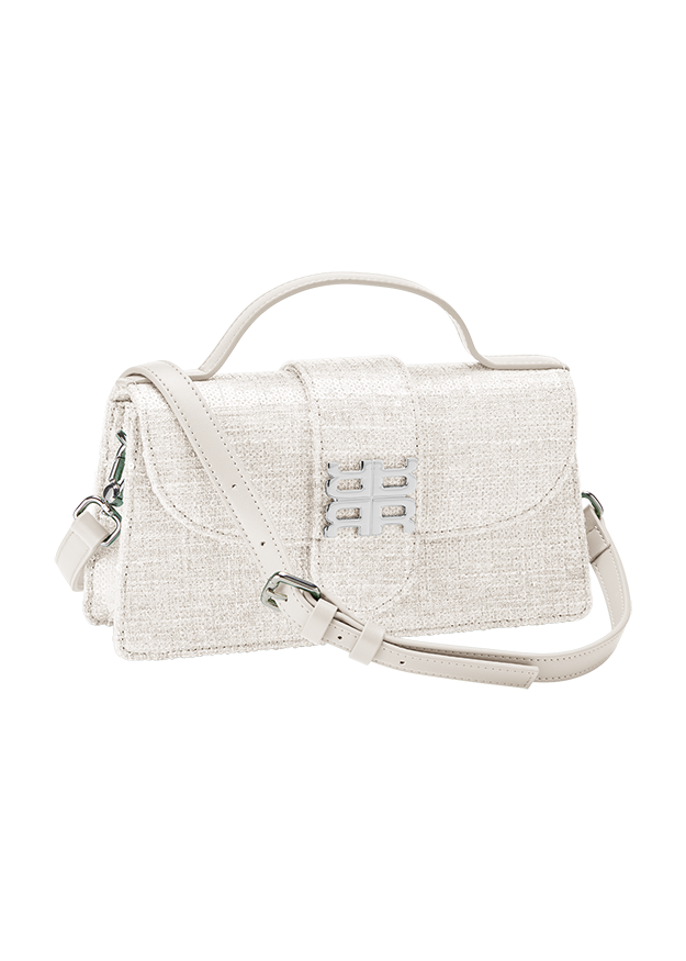 Tasche, Crossbody, Beige, Textur, Metallic-Details