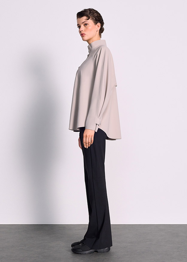 Bluse, Langarm, Kragen, Oversized, Beige