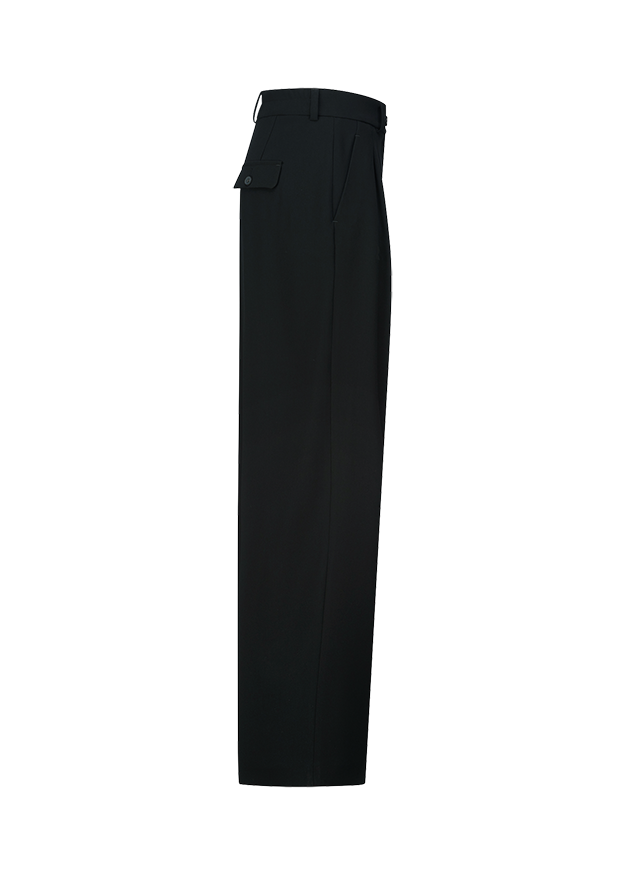 Hose, Hose mit Tasche, Schwarz, Straight leg, Stehkragen?