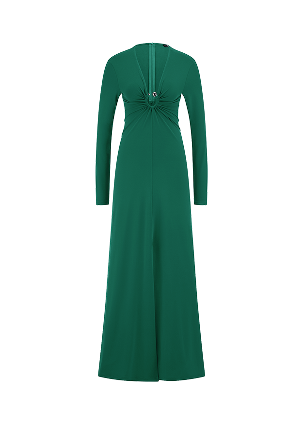 Kleid, Jumpsuit, Grün, Langarm, Raffung