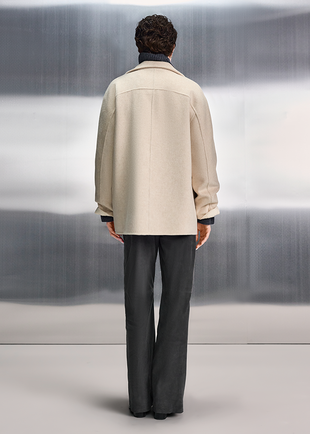 Mantel, Beige, Oversize, Wolle, Hose