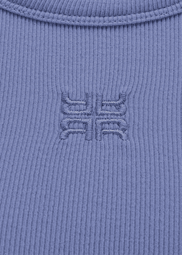 Rippenstoff, Kragen, Logo-Applikation, Lilafarben, Pullover