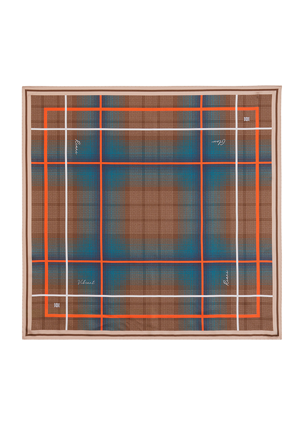 Tuch, Schal, Karomuster, Braun Blau, Geometrisch