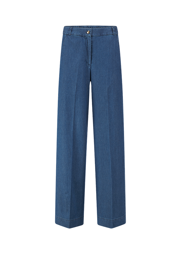 Jeans, Palazzo-Hose, Blau, Streifen, Hohe Taille