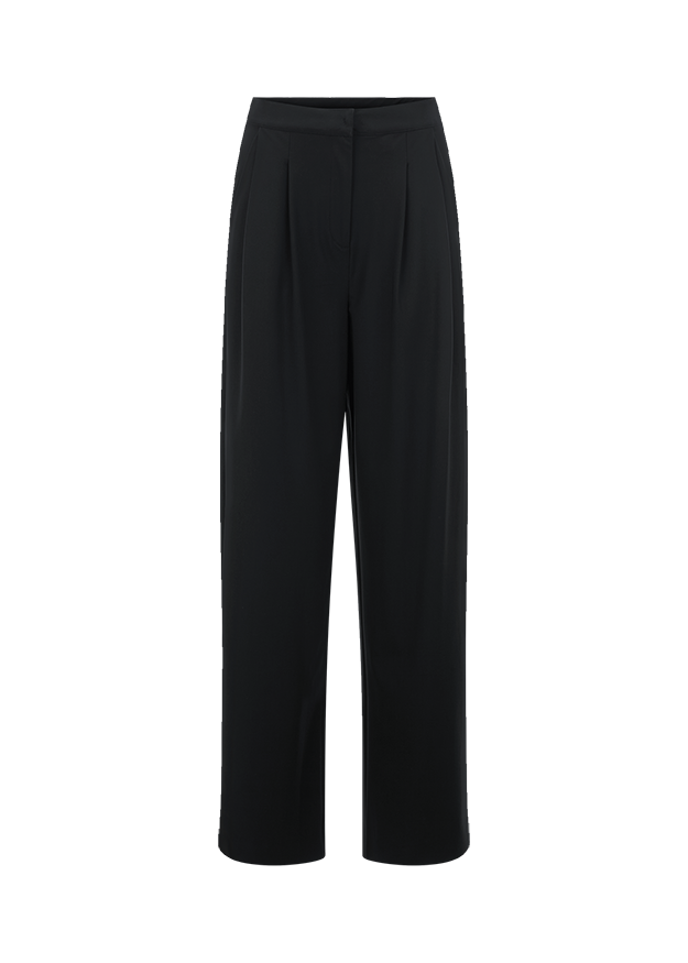 Hose, Schwarze Hose, Krepp- oder Faltenhose, Weite Gerade, Pasform: gerade
