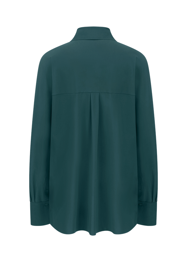 Bluse, Langarm, Kragen, Glatter Stoff, Grüntöne