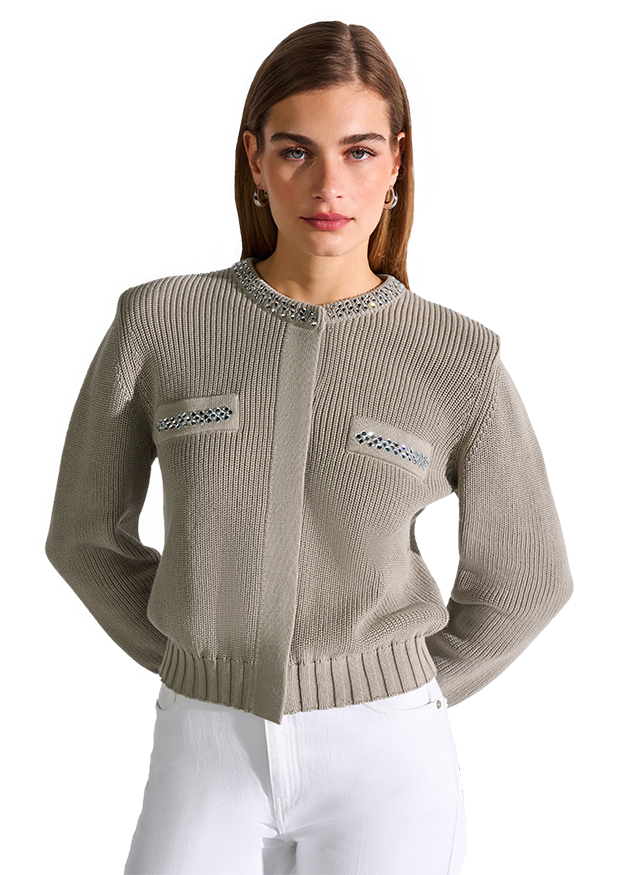 Cardigan with Rhinestone Details  Cardigan with Rhinestone Details