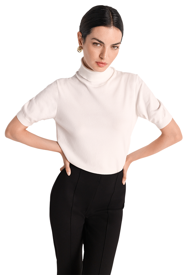 Short-Sleeve Turtleneck Sweater