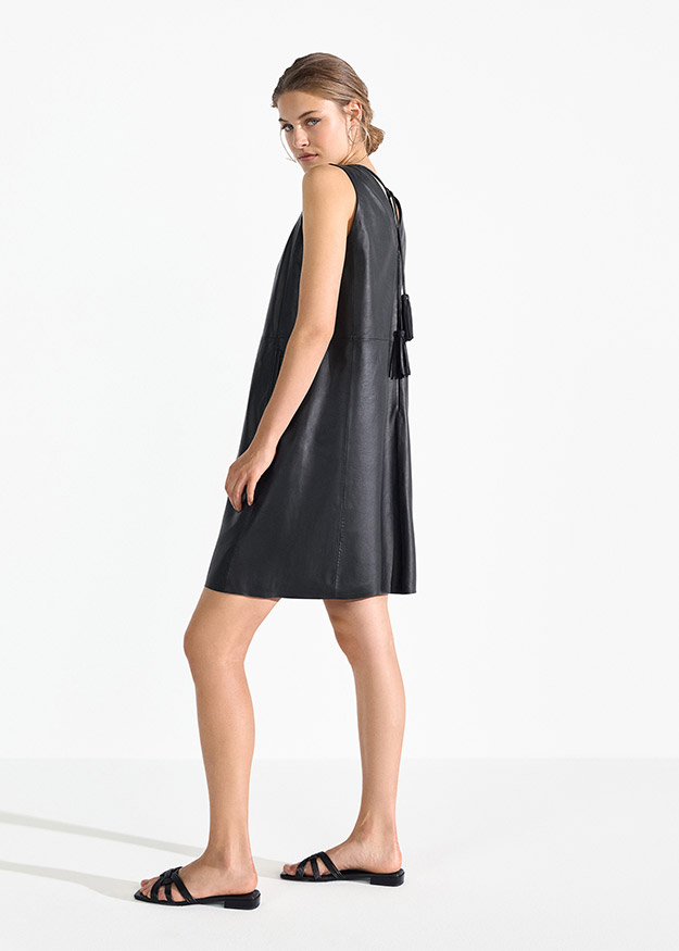nappa leather dress Women's black nappa leather dress with studs