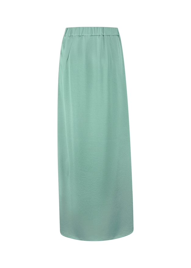 Maxi-Rock, Mintgrün, Elastischer Bund, Unifarben, Knöchel-Länge