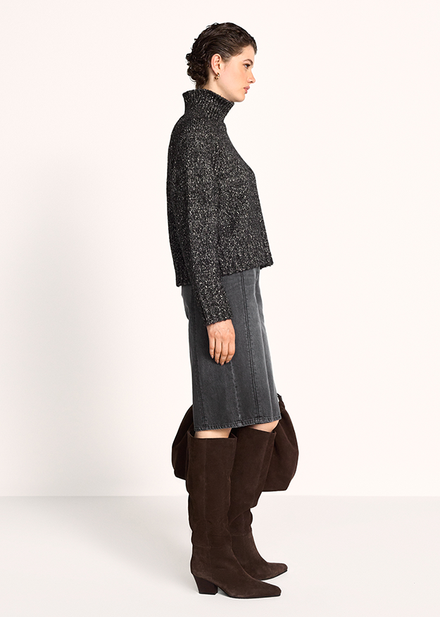 turtleneck, Knitpullover, Pullover, Grau, Stiefel