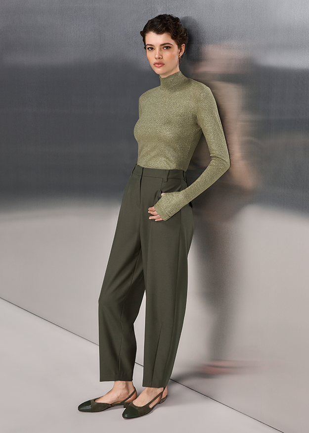 Stehkragenshirt mit Lurex
