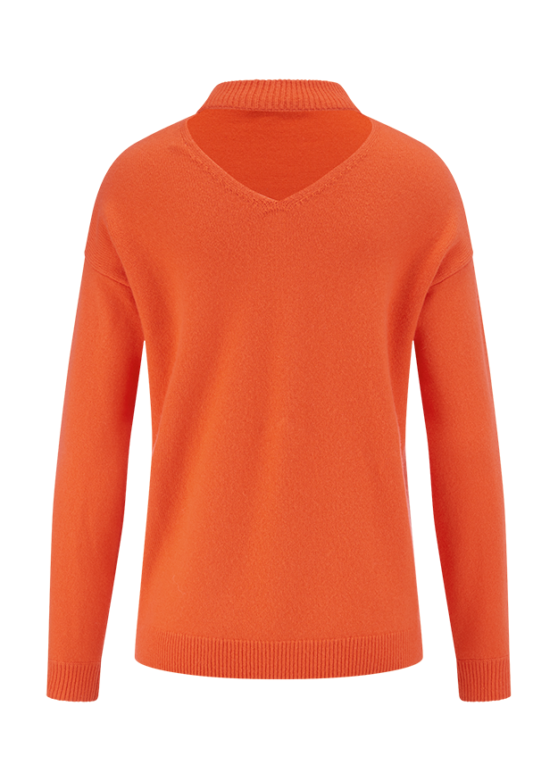 V-Ausschnitt, Pullover, Strickware, Orange, Langarm