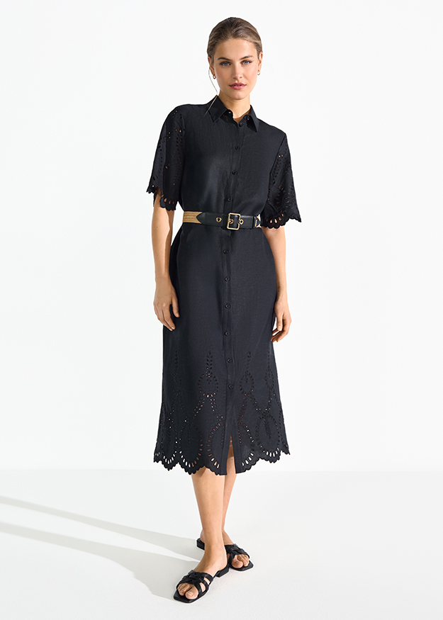 riani linen dress Linen Dress with Slim Straps