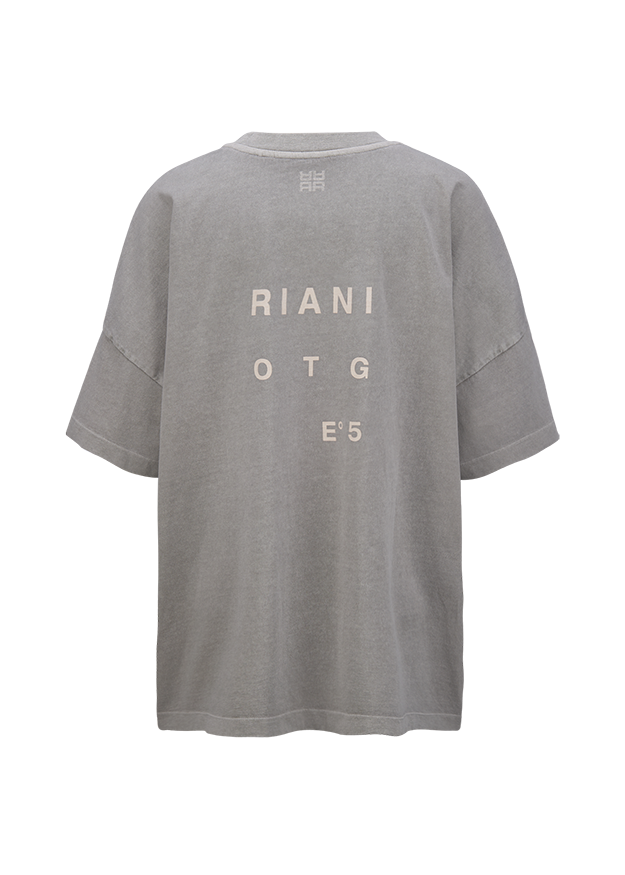 T-Shirt, Grau, kurzarm, Textdruck, oversized