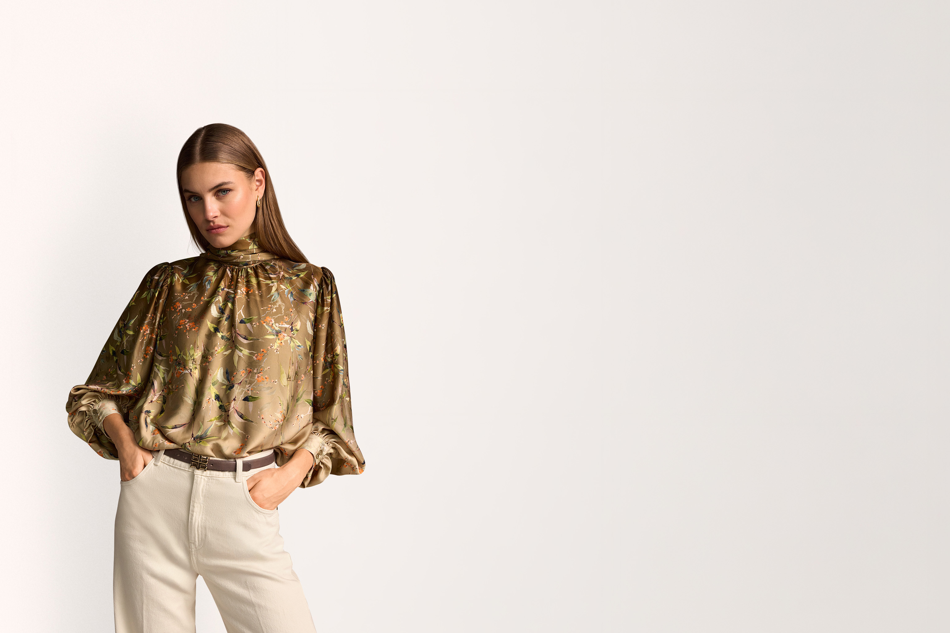 Bluse, Lamé, Blumenmuster, Floral Muster, Luftige Ärmel