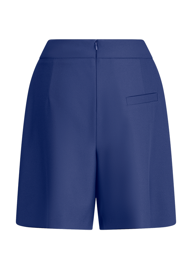 kurze hose, blau, hohe taille, reißverschluss hinten, gesäßtasche?