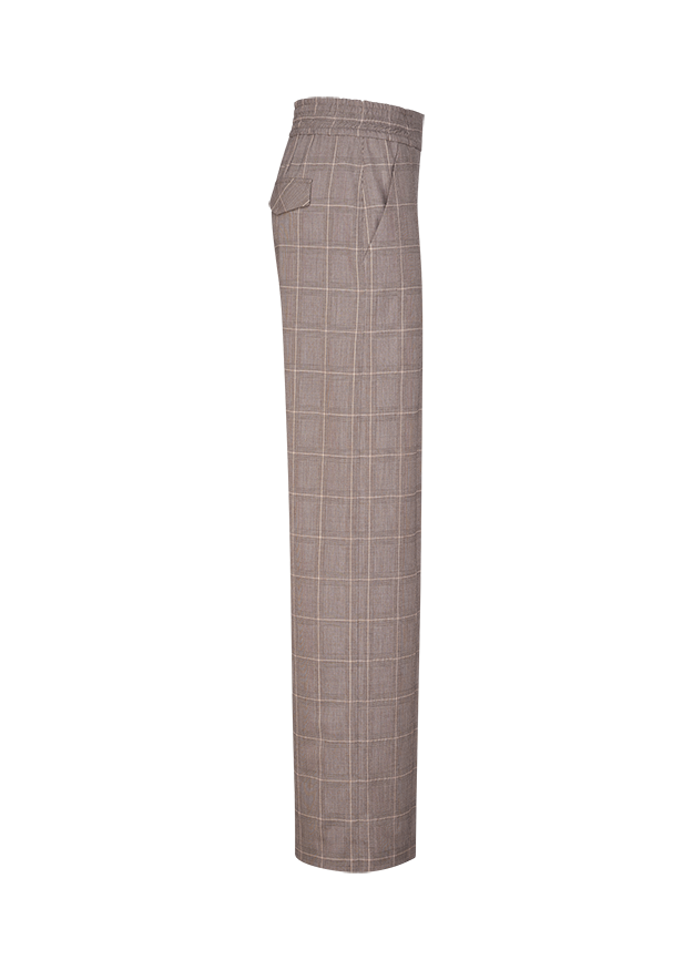 Hose, Karo, Hose Muster, Beige Braun, Elastischer Bund