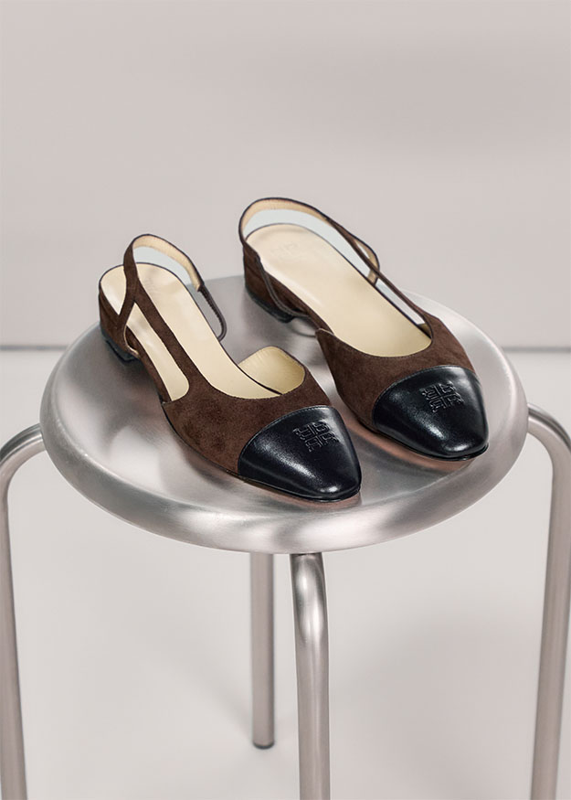 Slingpumps, Zweier-Pumps, Kunstleder, Samtleder, Two-tone
