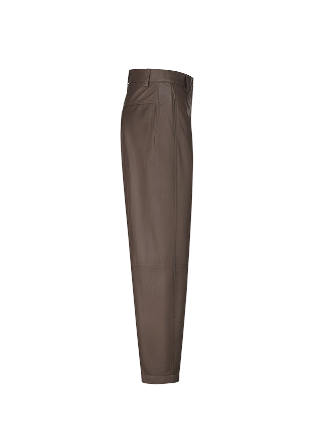 braun, lederoptik, hose, seitentasche, high-waist