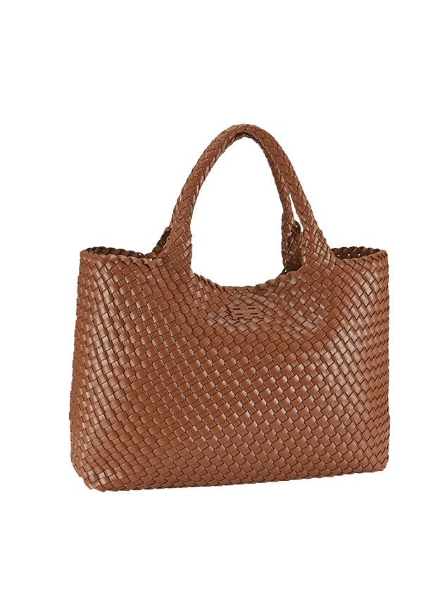 Tasche, Henkeltasche, braun, geflochten, Breite Schultertasche