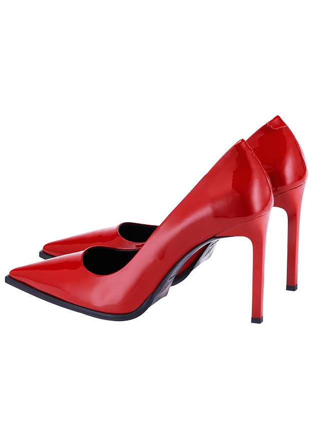 Pumps, Rot lackiert, Glänzend, Spitze Zehen, Stilettoabsatz