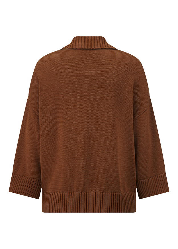 Pullover, Knitwear, Braun, Kragenloser Rollkragen?, Oversized