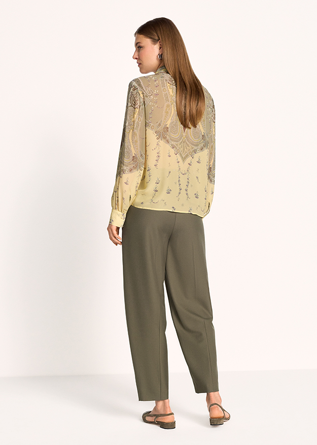 Bluse, Paisley Muster, Langarm, Transparente Bluse, Bunte Farben