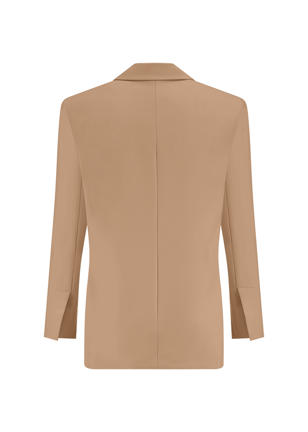 Blazer, Beige, Lange Ärmel, Reverskragen, Einfarbig