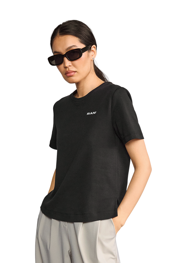 Tee, T-Shirt, Schwarz, Kurzarm, Logo-Print
