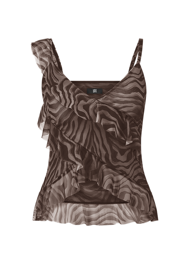 Top, Ruffle, Zebra Muster, Spitzenloses, Tanktop