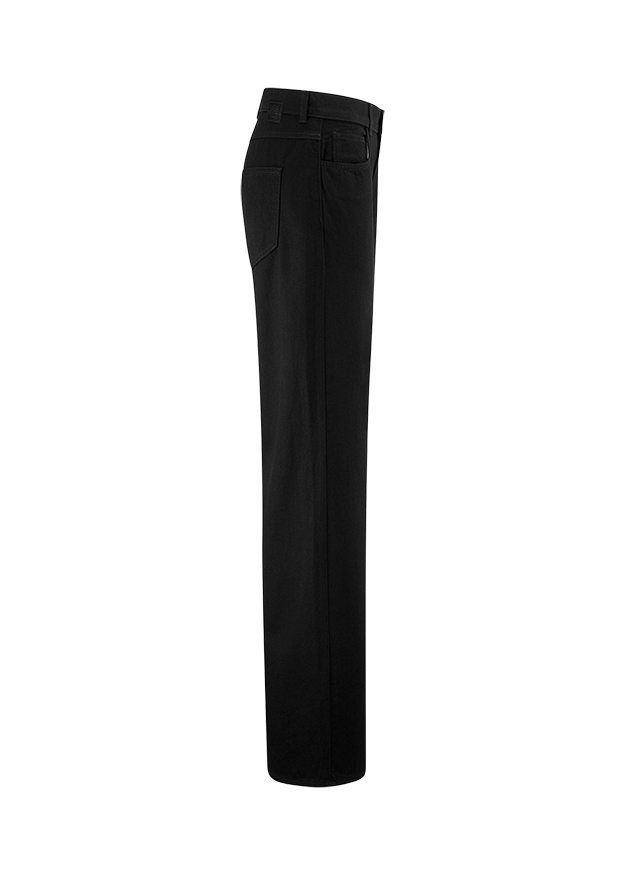 Hose, Schwarz, Knie- bis Fußlänge, Straight Leg, Baumwolle?