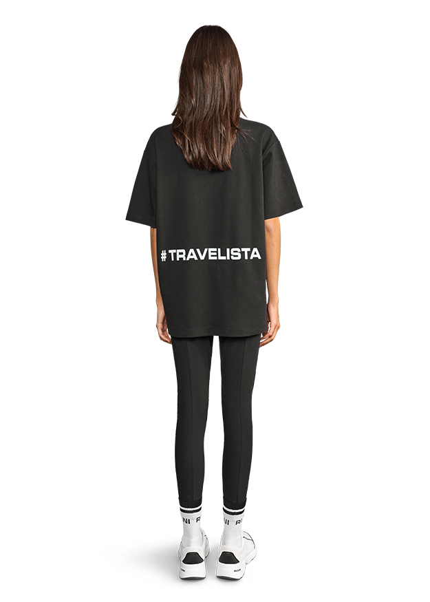 T-Shirt, Oversized, Schwarz, Kurzarm, #Travelista