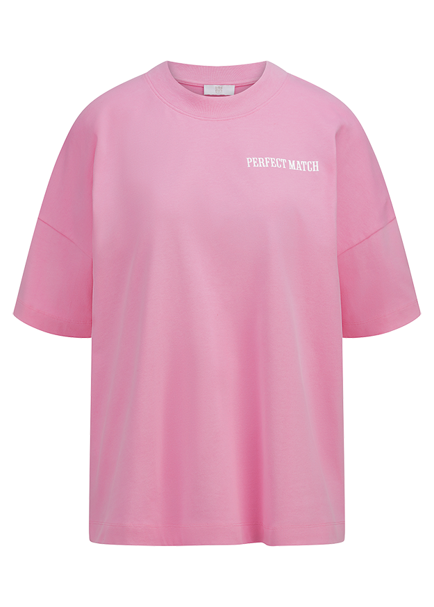 t-shirt, kurzarm, pink, basic tee, text print