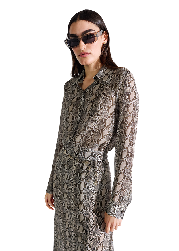Snake Print Long Sleeved Blouse
